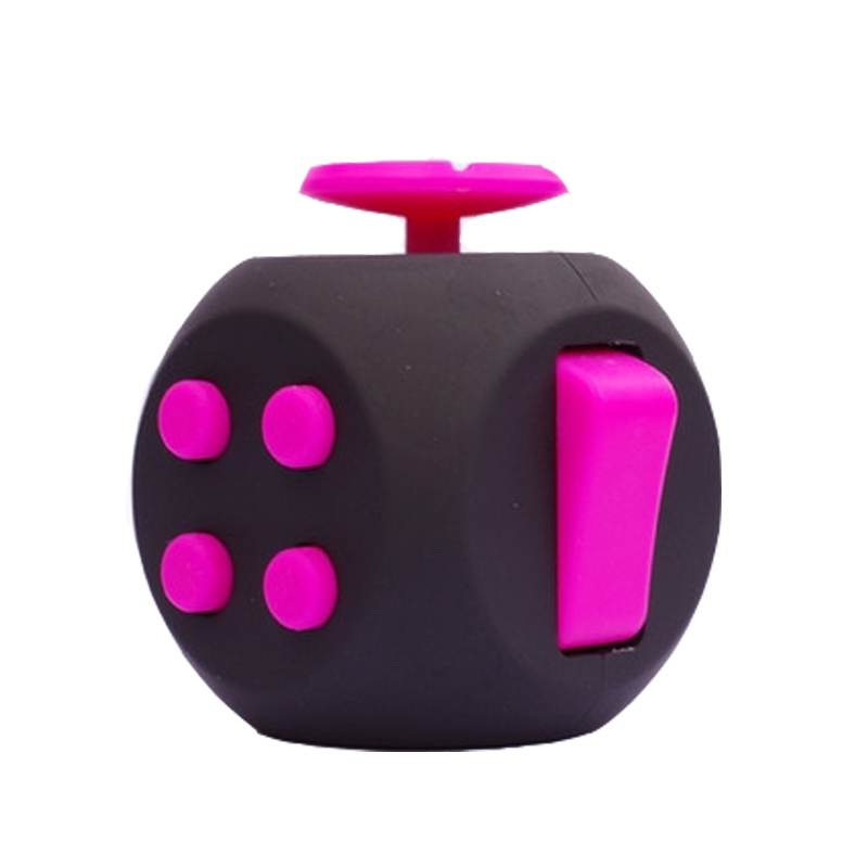 Black-Pink-6-Sides-Cube-Fidget-Anti-Stress-Toy