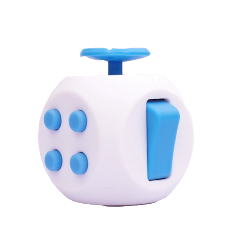 White-Blue-6-Sides-Cube-Fidget-Anti-Stress-Toy